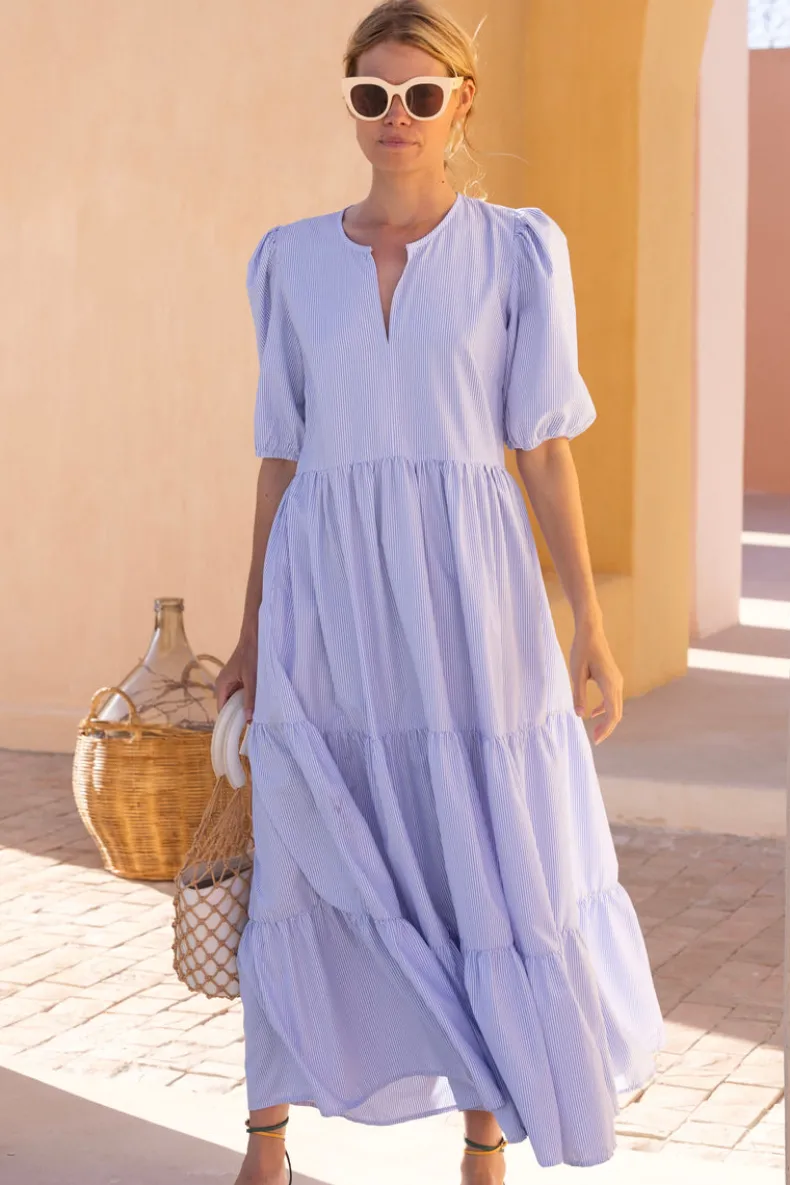 Puff Sleeve Maxi- Chatham Blue