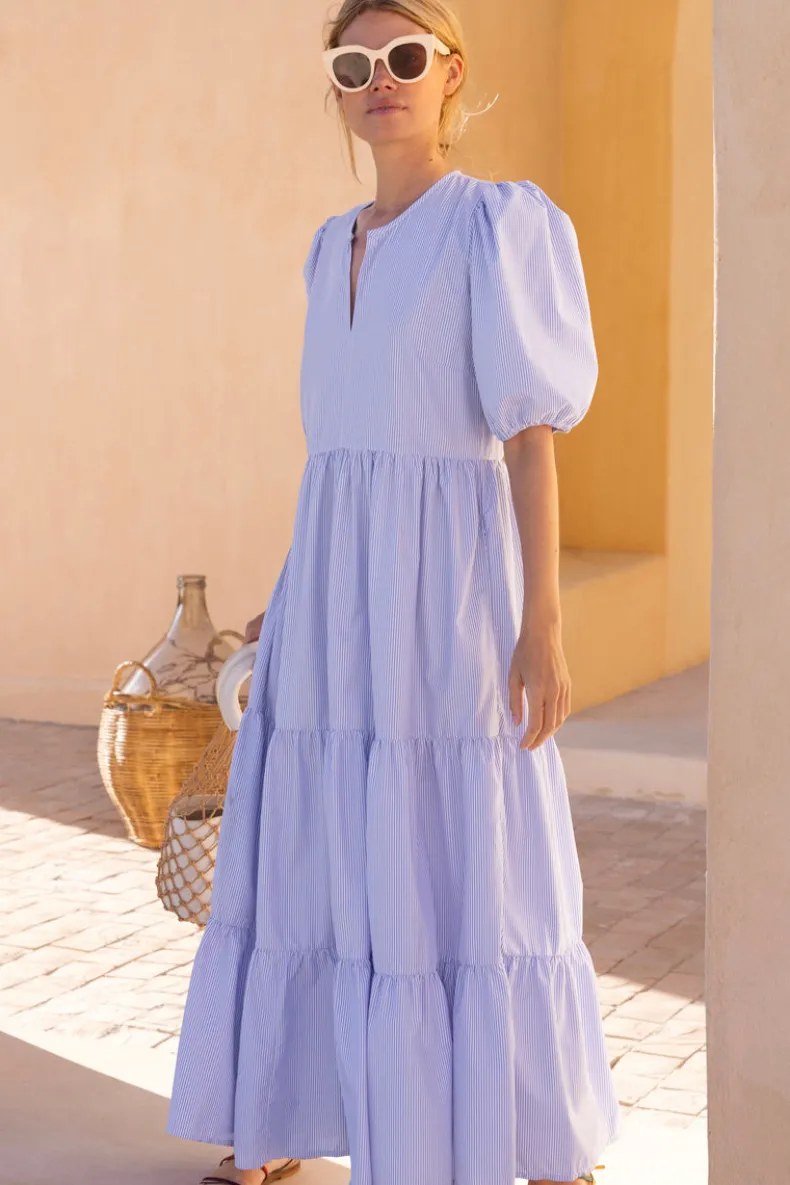 Puff Sleeve Maxi- Chatham Blue