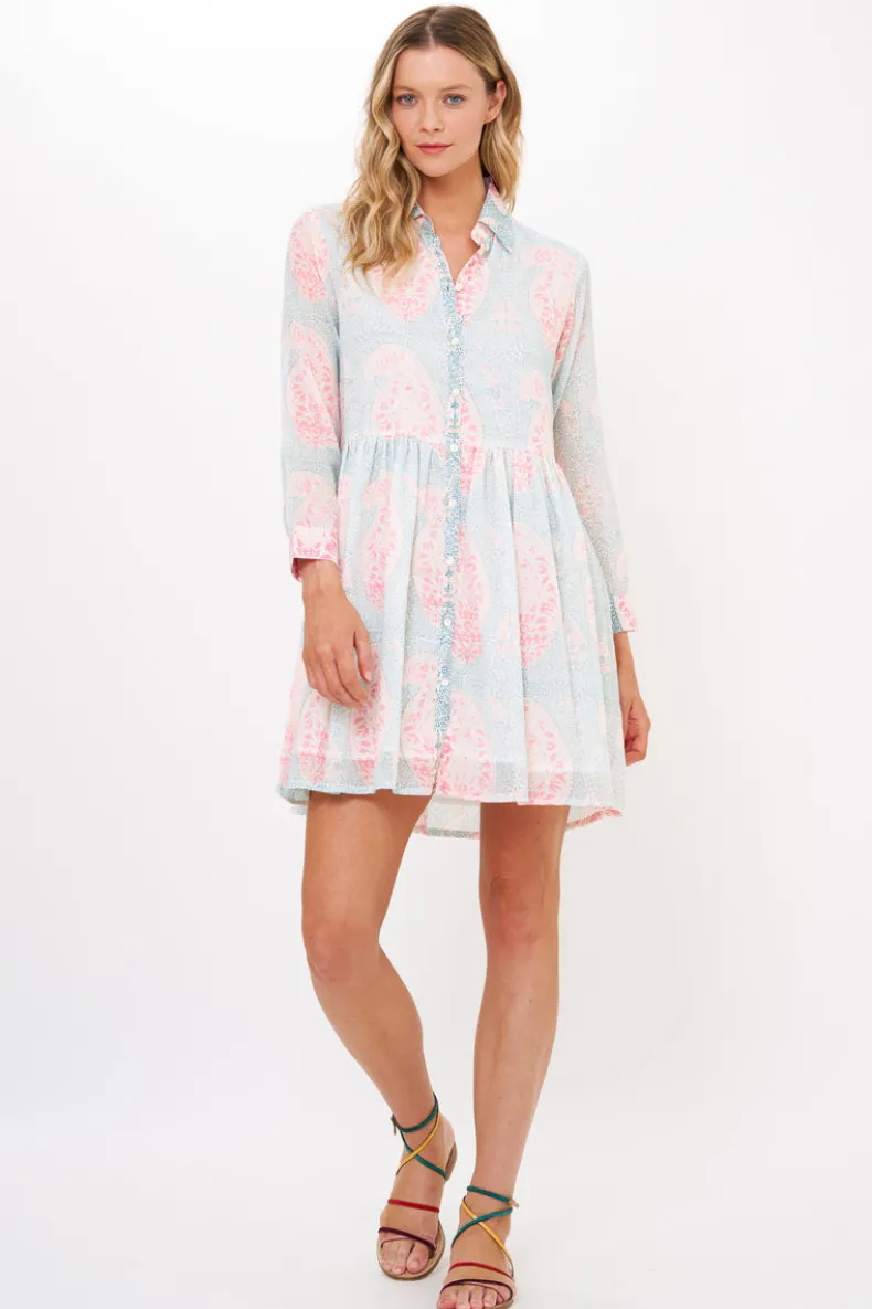 Long Sleeve Shirt Dress Mini- Samode Green