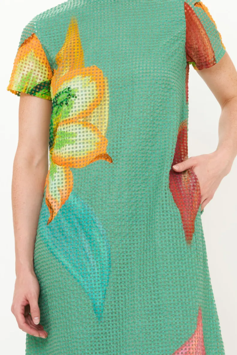 Short Sleeve Shift Maxi- Hibiscus Sage