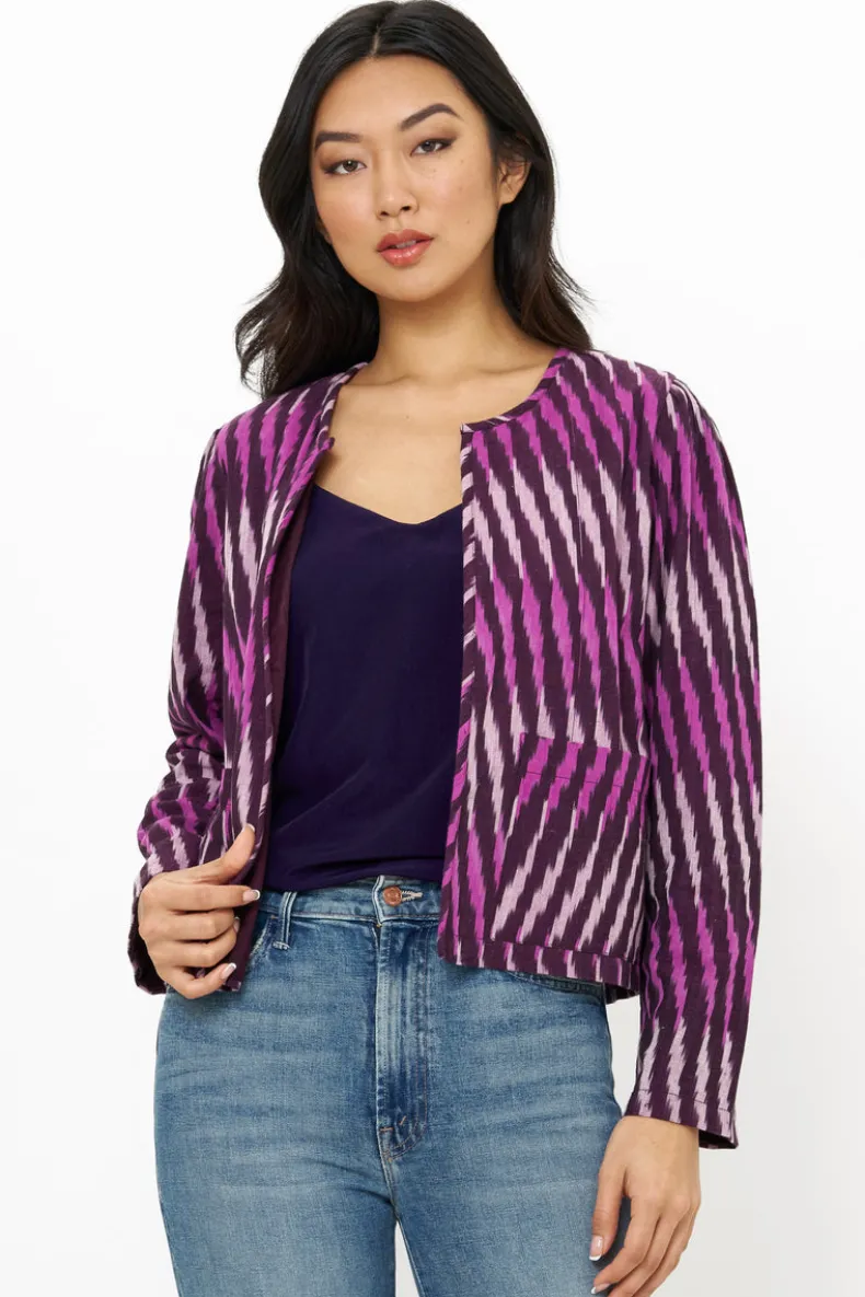 Crew Neck Jacket- Ikat Purple