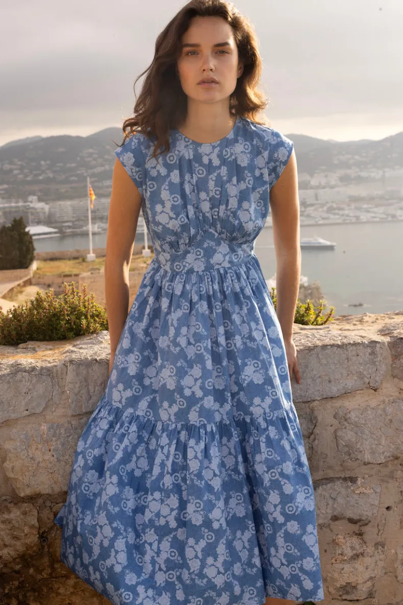 Cap Sleeve Midi- Pretoria Navy