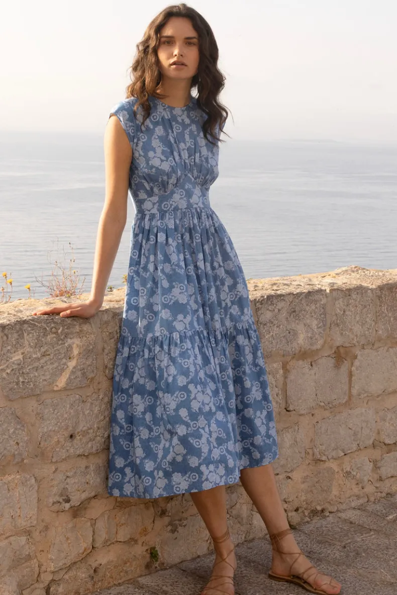 Cap Sleeve Midi- Pretoria Navy