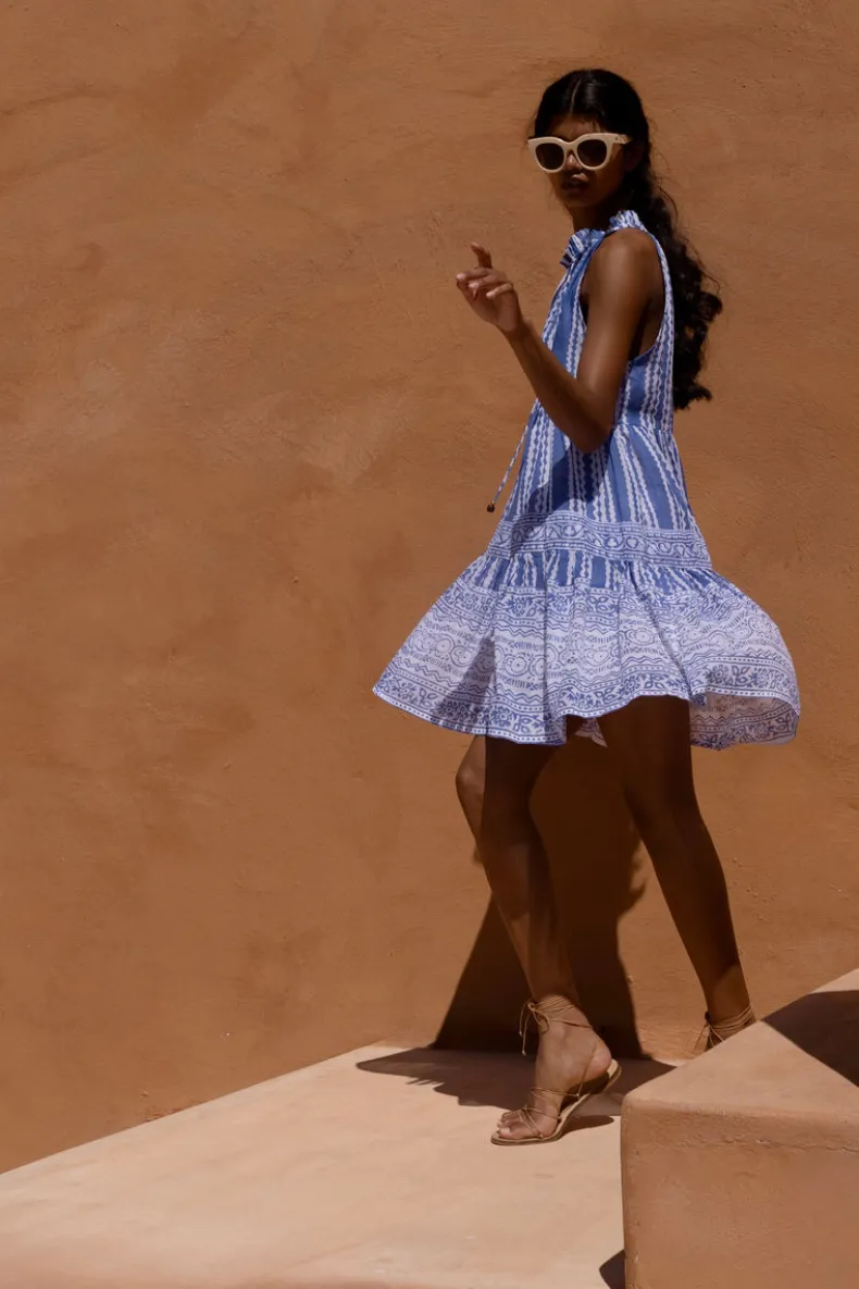 Sleeveless Tiered Short- Ziggy Blue