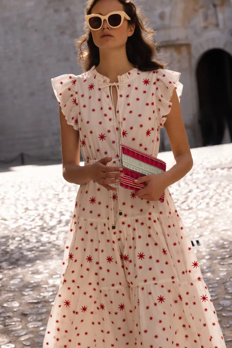 Cinched Flirty Midi- Ellsworth Red