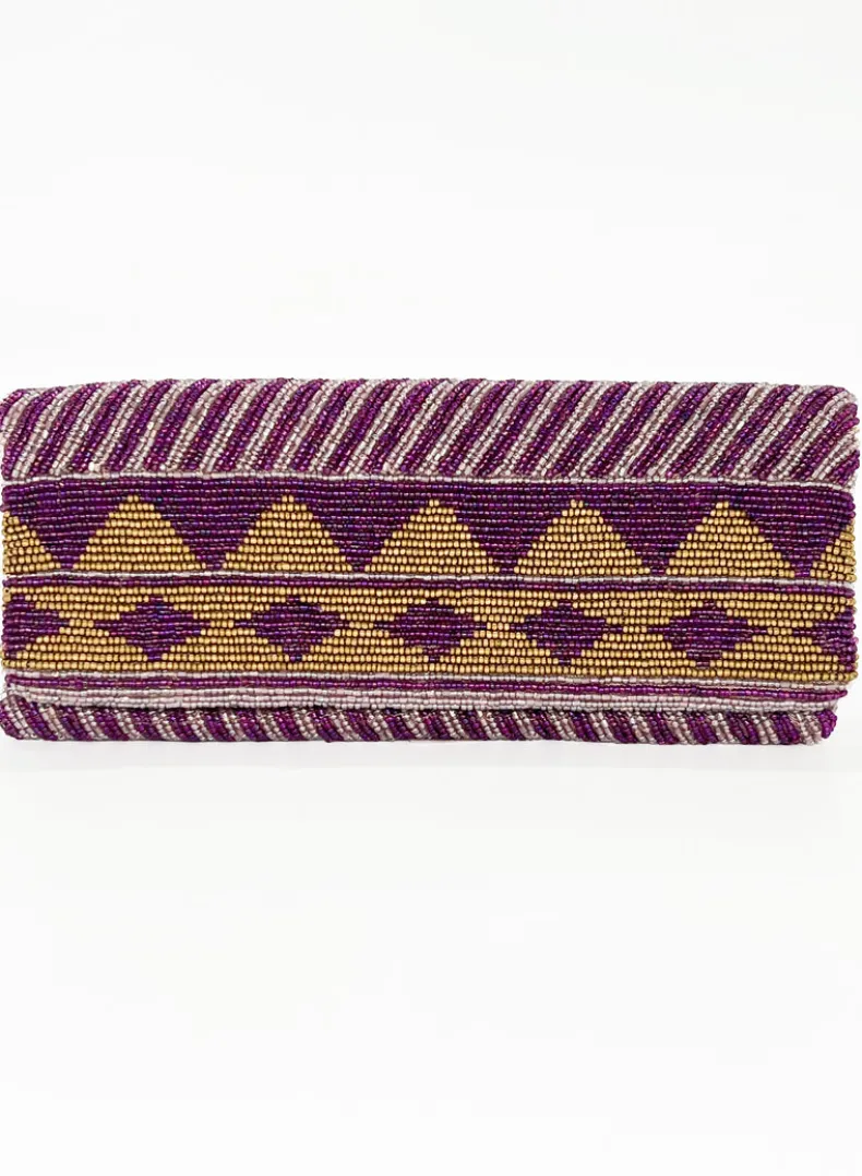 Beaded Clutch- Mezcal Purple Gold