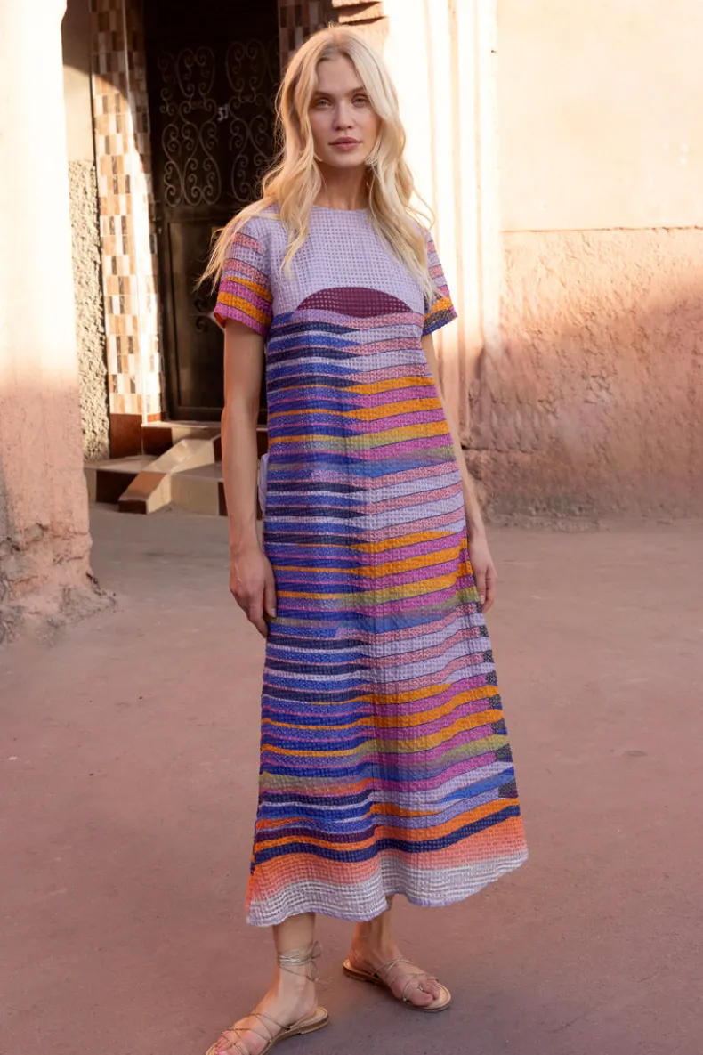 Short Sleeve Shift Maxi- Solstice Blue