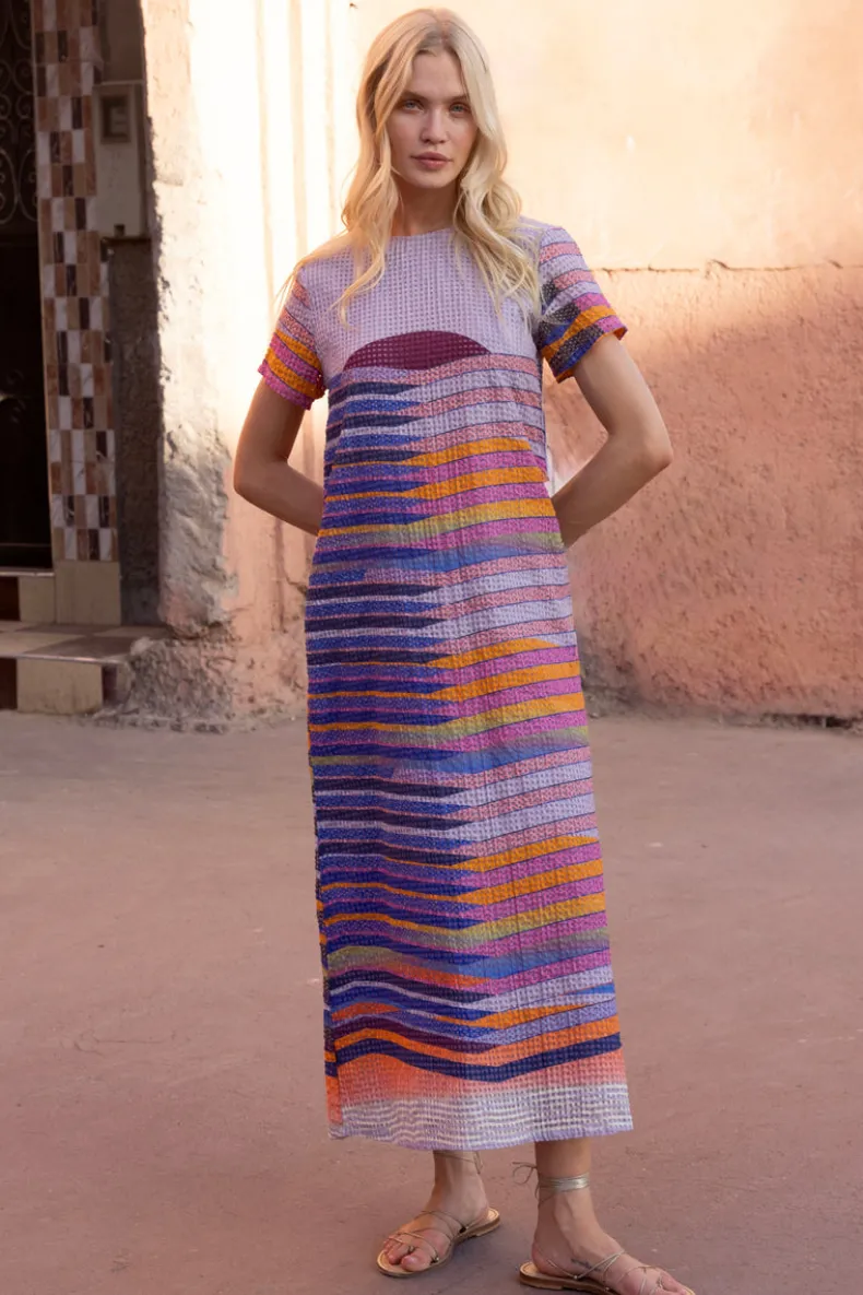 Short Sleeve Shift Maxi- Solstice Blue