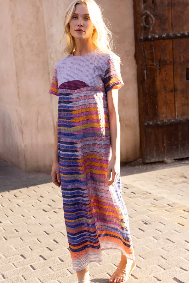 Short Sleeve Shift Maxi- Solstice Blue