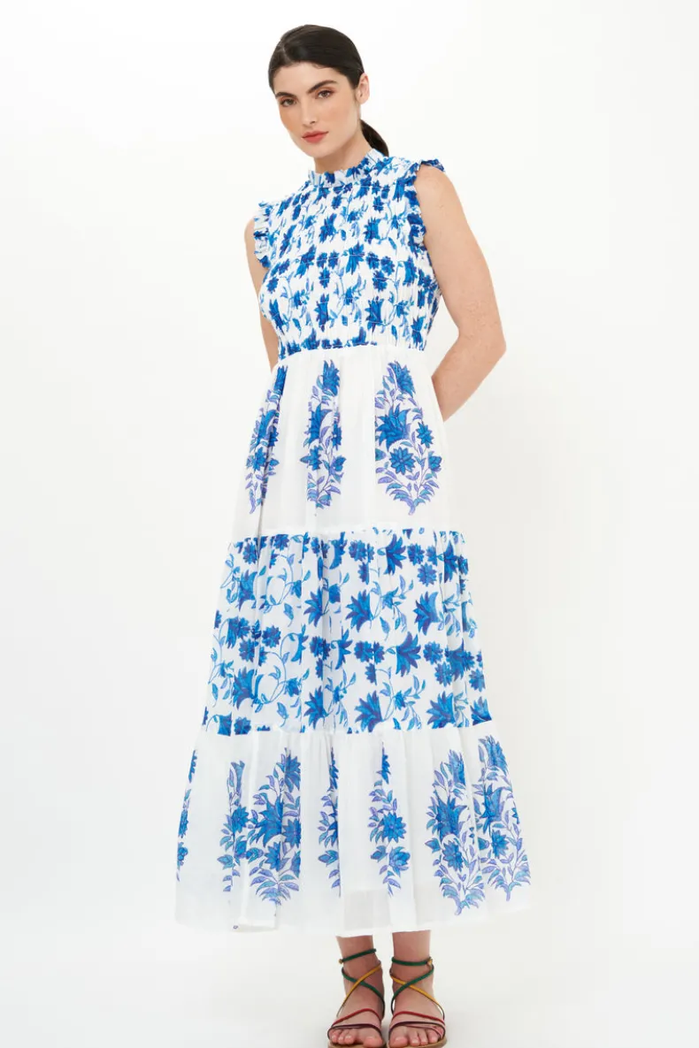 Sleeveless Smocked Maxi- Marion Blue