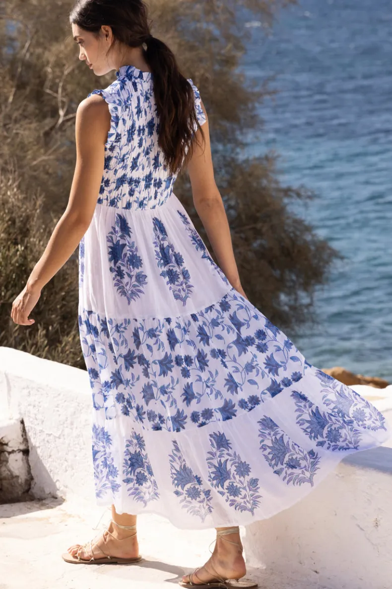 Sleeveless Smocked Maxi- Marion Blue