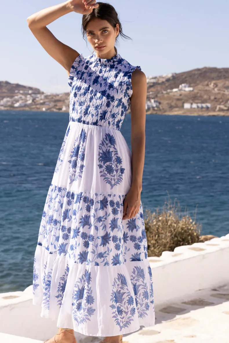 Sleeveless Smocked Maxi- Marion Blue