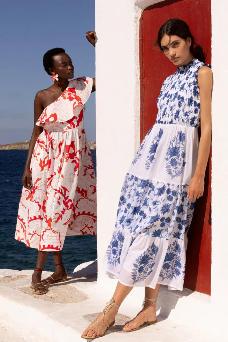 Sleeveless Smocked Maxi- Marion Blue