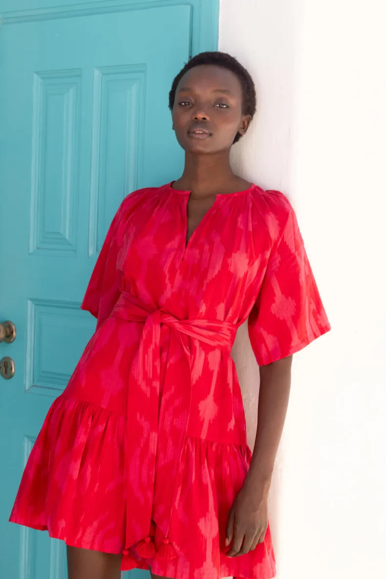 Raglan Belted Mini- Tashkent Red