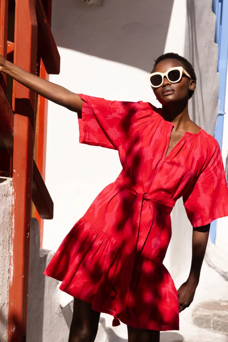 Raglan Belted Mini- Tashkent Red