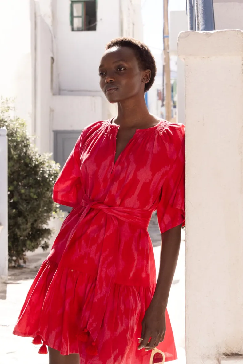 Raglan Belted Mini- Tashkent Red