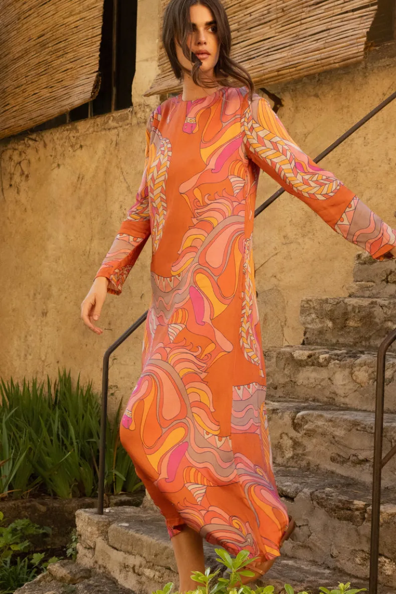 Long Sleeve Shift Maxi- Arabia Toffee