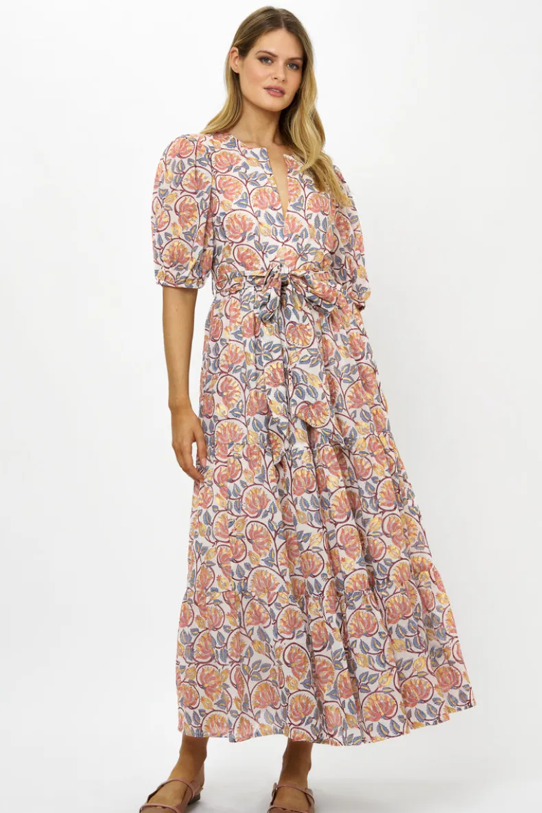 Puff Sleeve Maxi- Montenegro Coral
