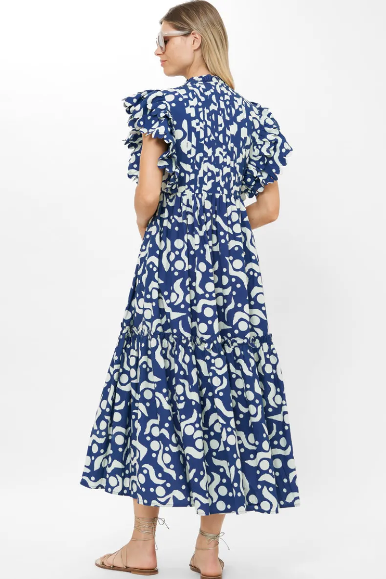 Scallop Pintuck Maxi- Acadia Navy