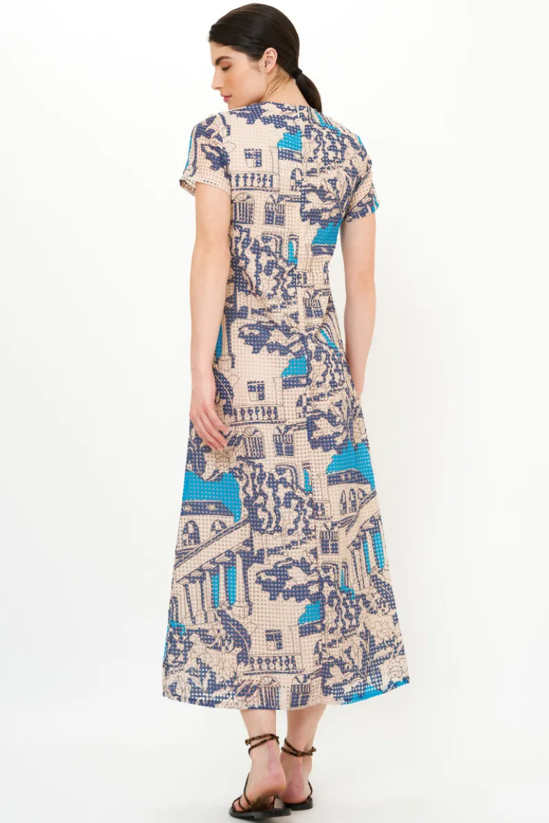 Short Sleeve Shift Maxi- Roma Blue