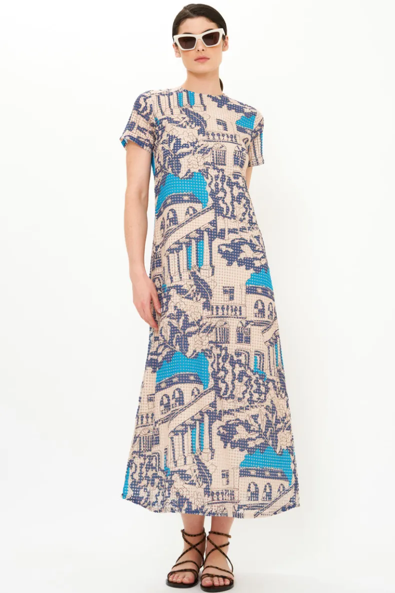 Short Sleeve Shift Maxi- Roma Blue
