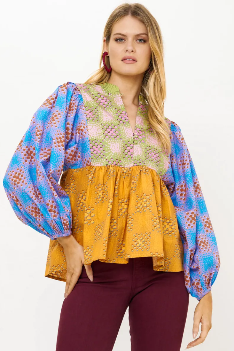 Mandarin Balloon Top- Matrix Multi