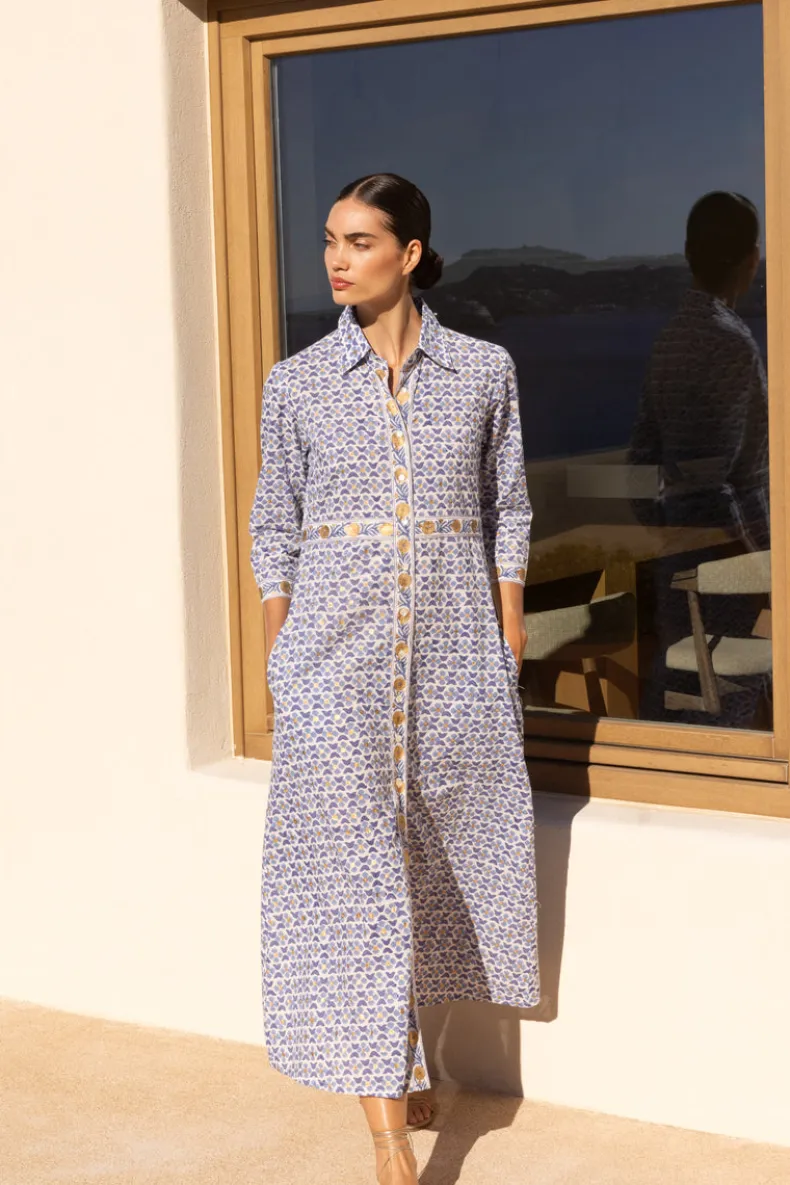 Shirt Dress Maxi- Veranda Blue
