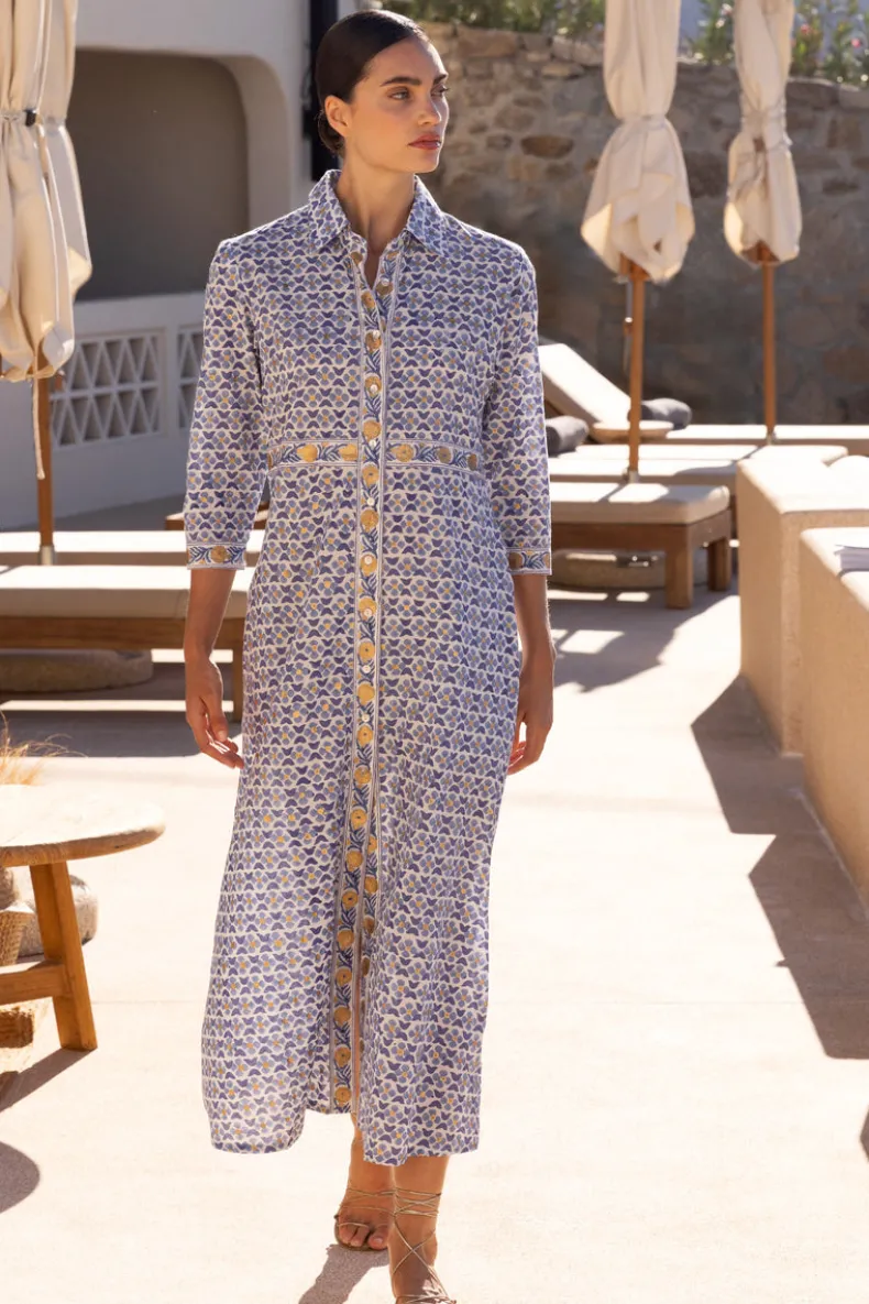 Shirt Dress Maxi- Veranda Blue