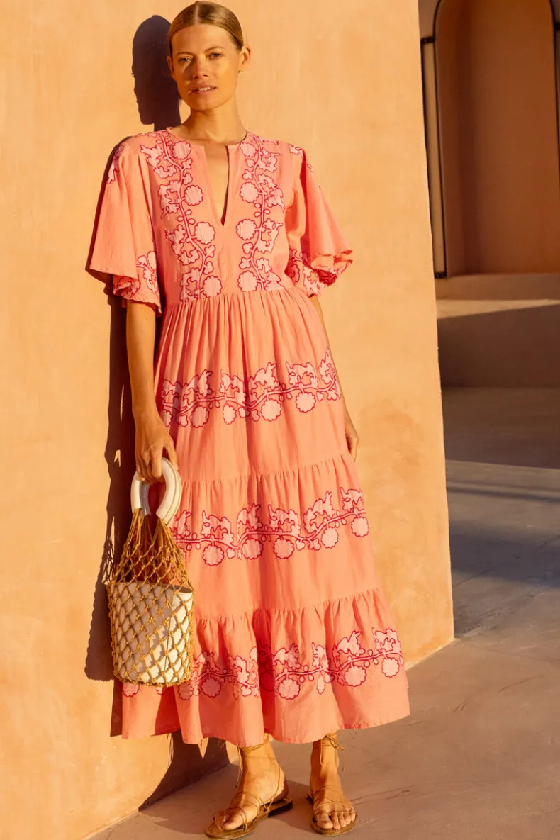 Flirty V-Neck Maxi- Tangier Pink